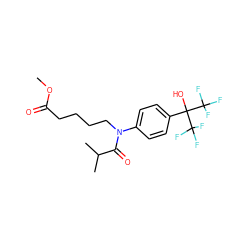 COC(=O)CCCCN(C(=O)C(C)C)c1ccc(C(O)(C(F)(F)F)C(F)(F)F)cc1 ZINC000013682572