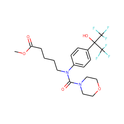 COC(=O)CCCCN(C(=O)N1CCOCC1)c1ccc(C(O)(C(F)(F)F)C(F)(F)F)cc1 ZINC000013682660