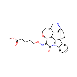 COC(=O)CCCCO/N=C1/C(=O)N2c3ccccc3[C@@]34CCN5CC6=CCO[C@@H]1[C@@H]([C@H]23)[C@H]6C[C@H]54 ZINC001772654268