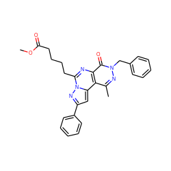 COC(=O)CCCCc1nc2c(=O)n(Cc3ccccc3)nc(C)c2c2cc(-c3ccccc3)nn12 ZINC000036242961