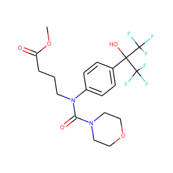 COC(=O)CCCN(C(=O)N1CCOCC1)c1ccc(C(O)(C(F)(F)F)C(F)(F)F)cc1 ZINC000013682653