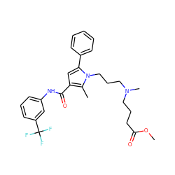 COC(=O)CCCN(C)CCCn1c(-c2ccccc2)cc(C(=O)Nc2cccc(C(F)(F)F)c2)c1C ZINC000221035167