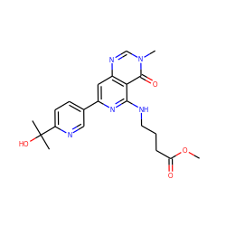 COC(=O)CCCNc1nc(-c2ccc(C(C)(C)O)nc2)cc2ncn(C)c(=O)c12 ZINC000115624503