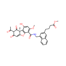 COC(=O)CCCc1cc(CNC(=O)c2c(OC)cc(O)c3c2OC2=CC(=O)C(C(C)=O)C(=O)[C@]23C)c2ccccc2c1 ZINC000073196995