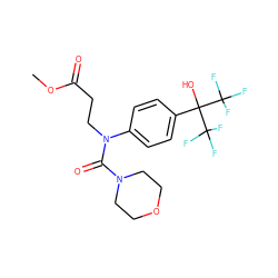 COC(=O)CCN(C(=O)N1CCOCC1)c1ccc(C(O)(C(F)(F)F)C(F)(F)F)cc1 ZINC000013682646