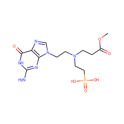 COC(=O)CCN(CCn1cnc2c(=O)[nH]c(N)nc21)CCP(=O)(O)O ZINC000095580015