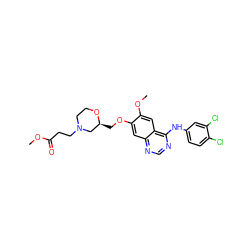 COC(=O)CCN1CCO[C@@H](COc2cc3ncnc(Nc4ccc(Cl)c(Cl)c4)c3cc2OC)C1 ZINC000114821047