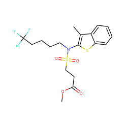 COC(=O)CCS(=O)(=O)N(CCCCC(F)(F)F)c1sc2ccccc2c1C ZINC000115232962