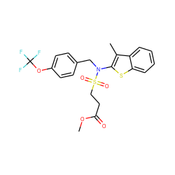 COC(=O)CCS(=O)(=O)N(Cc1ccc(OC(F)(F)F)cc1)c1sc2ccccc2c1C ZINC000115230444