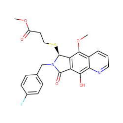 COC(=O)CCS[C@H]1c2c(c(O)c3ncccc3c2OC)C(=O)N1Cc1ccc(F)cc1 ZINC000038147685