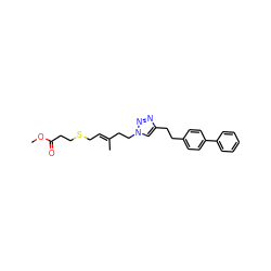 COC(=O)CCSC/C=C(\C)CCn1cc(CCc2ccc(-c3ccccc3)cc2)nn1 ZINC000084710928