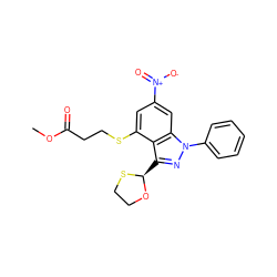 COC(=O)CCSc1cc([N+](=O)[O-])cc2c1c([C@H]1OCCS1)nn2-c1ccccc1 ZINC000001102673