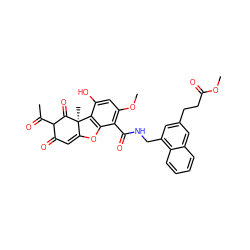 COC(=O)CCc1cc(CNC(=O)c2c(OC)cc(O)c3c2OC2=CC(=O)C(C(C)=O)C(=O)[C@]23C)c2ccccc2c1 ZINC000073198512