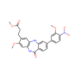 COC(=O)CCc1cc2c(cc1OC)NC(=O)c1ccc(-c3ccc([N+](=O)[O-])c(OC)c3)cc1N2 ZINC000029125855