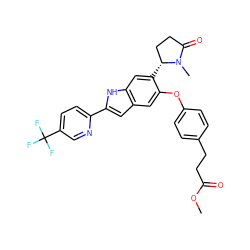 COC(=O)CCc1ccc(Oc2cc3cc(-c4ccc(C(F)(F)F)cn4)[nH]c3cc2[C@@H]2CCC(=O)N2C)cc1 ZINC000209680385