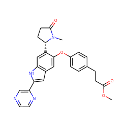 COC(=O)CCc1ccc(Oc2cc3cc(-c4cnccn4)[nH]c3cc2[C@@H]2CCC(=O)N2C)cc1 ZINC000209696239