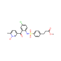 COC(=O)CCc1ccc(S(=O)(=O)Nc2ccc(Cl)cc2C(=O)c2ccc(C)[n+]([O-])c2)cc1 ZINC000034176845