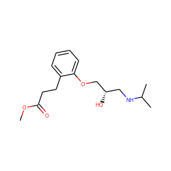 COC(=O)CCc1ccccc1OC[C@@H](O)CNC(C)C ZINC000029213222