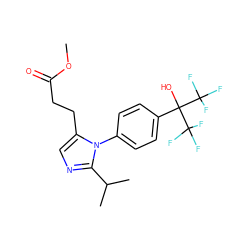 COC(=O)CCc1cnc(C(C)C)n1-c1ccc(C(O)(C(F)(F)F)C(F)(F)F)cc1 ZINC000028568026