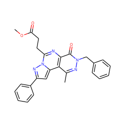 COC(=O)CCc1nc2c(=O)n(Cc3ccccc3)nc(C)c2c2cc(-c3ccccc3)nn12 ZINC000036242958