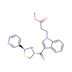 COC(=O)CCn1cc(C(=O)[C@@H]2CS[C@@H](c3cccnc3)N2)c2ccccc21 ZINC000013737492