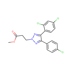 COC(=O)CCn1nc(-c2ccc(Cl)cc2)c(-c2ccc(Cl)cc2Cl)n1 ZINC000103211889