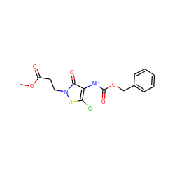 COC(=O)CCn1sc(Cl)c(NC(=O)OCc2ccccc2)c1=O ZINC000042889297