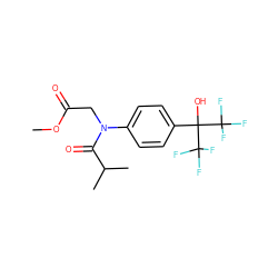 COC(=O)CN(C(=O)C(C)C)c1ccc(C(O)(C(F)(F)F)C(F)(F)F)cc1 ZINC000013682565