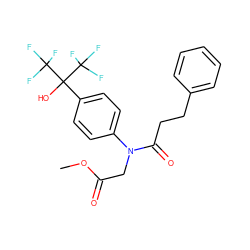 COC(=O)CN(C(=O)CCc1ccccc1)c1ccc(C(O)(C(F)(F)F)C(F)(F)F)cc1 ZINC000013682515