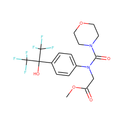 COC(=O)CN(C(=O)N1CCOCC1)c1ccc(C(O)(C(F)(F)F)C(F)(F)F)cc1 ZINC000013682642