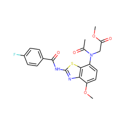 COC(=O)CN(C(C)=O)c1ccc(OC)c2nc(NC(=O)c3ccc(F)cc3)sc12 ZINC000053298087