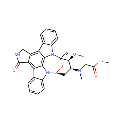 COC(=O)CN(C)[C@H]1C[C@@H]2O[C@](C)([C@H]1OC)n1c3ccccc3c3c4c(c5c6ccccc6n2c5c31)C(=O)NC4 ZINC000034799966