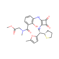 COC(=O)CN(C)C(=O)c1cccc(Nc2c(N[C@@H](c3ccc(C)o3)[C@@H]3CCCS3)c(=O)c2=O)c1O ZINC000207388911