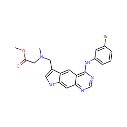 COC(=O)CN(C)Cc1c[nH]c2cc3ncnc(Nc4cccc(Br)c4)c3cc12 ZINC000034799956