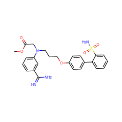 COC(=O)CN(CCCOc1ccc(-c2ccccc2S(N)(=O)=O)cc1)c1cccc(C(=N)N)c1 ZINC000026847192