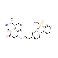 COC(=O)CN(CCCc1ccc(-c2ccccc2S(N)(=O)=O)cc1)c1cccc(C(=N)N)c1 ZINC000001895091