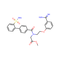 COC(=O)CN(CCOc1cccc(C(=N)N)c1)C(=O)c1ccc(-c2ccccc2S(N)(=O)=O)cc1 ZINC000013442912