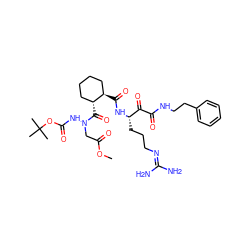 COC(=O)CN(NC(=O)OC(C)(C)C)C(=O)[C@@H]1CCCC[C@H]1C(=O)N[C@@H](CCCN=C(N)N)C(=O)C(=O)NCCc1ccccc1 ZINC000026943644