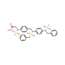 COC(=O)CN(c1ccc(CN(c2ccc(N(Cc3ccccc3)S(C)(=O)=O)cc2)S(=O)(=O)Cc2ccccc2)cc1)S(C)(=O)=O ZINC000473156085