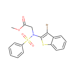 COC(=O)CN(c1sc2ccccc2c1Br)S(=O)(=O)c1ccccc1 ZINC000115236233