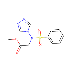 COC(=O)CN(n1cnnc1)S(=O)(=O)c1ccccc1 ZINC000000315387
