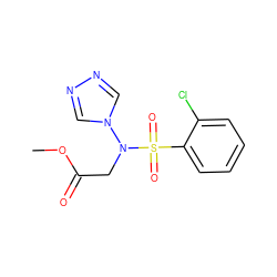 COC(=O)CN(n1cnnc1)S(=O)(=O)c1ccccc1Cl ZINC000000270481