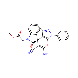 COC(=O)CN1C(=O)[C@@]2(C(C#N)=C(N)Oc3c2c(C)nn3-c2ccccc2)c2ccccc21 ZINC000001087787