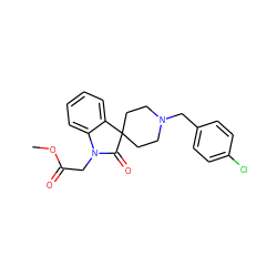 COC(=O)CN1C(=O)C2(CCN(Cc3ccc(Cl)cc3)CC2)c2ccccc21 ZINC000028528489