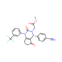 COC(=O)CN1C(=O)N(c2cccc(C(F)(F)F)c2)C2=C(C(=O)CC2)[C@H]1c1ccc(C#N)cc1 ZINC000224567588