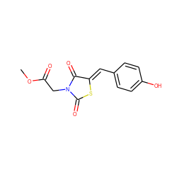 COC(=O)CN1C(=O)S/C(=C\c2ccc(O)cc2)C1=O ZINC000103294047