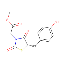 COC(=O)CN1C(=O)S[C@@H](Cc2ccc(O)cc2)C1=O ZINC000103294050