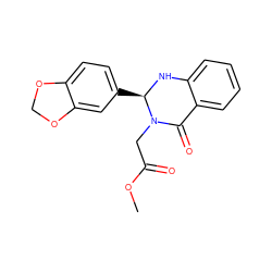 COC(=O)CN1C(=O)c2ccccc2N[C@@H]1c1ccc2c(c1)OCO2 ZINC000473131817