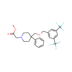 COC(=O)CN1CCC(COCc2cc(C(F)(F)F)cc(C(F)(F)F)c2)(c2ccccc2)CC1 ZINC000013781990