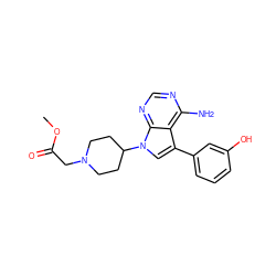 COC(=O)CN1CCC(n2cc(-c3cccc(O)c3)c3c(N)ncnc32)CC1 ZINC000049952401